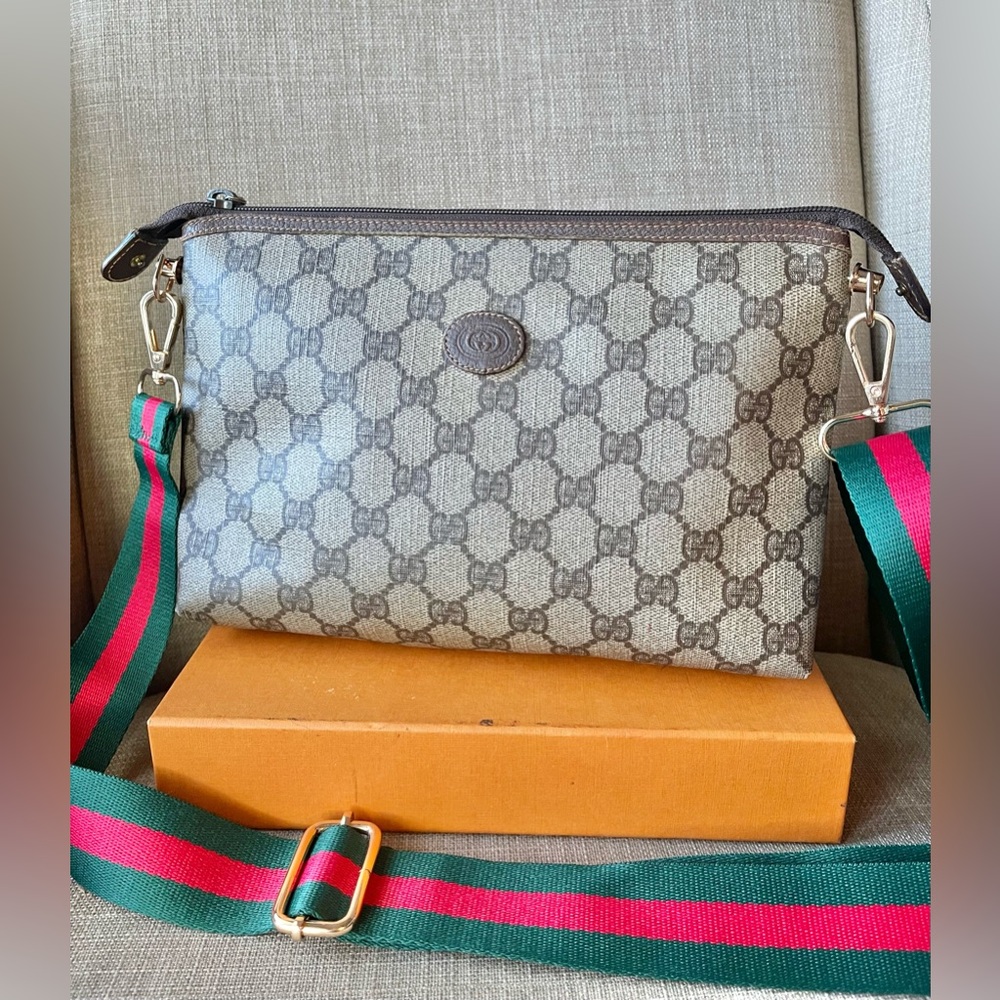 Gucci Brown Clutch Wristlet with Signature Design